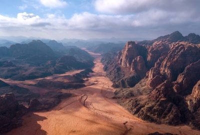 Vue du désert saoudien où doit être construit le projet NEOM